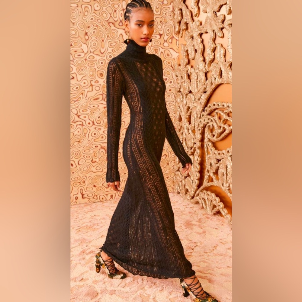 ULLA JOHNSON KASSIA DRESS in NOIR. Alpaca Merino soft wool super sexy! 🪄🔮 NWT